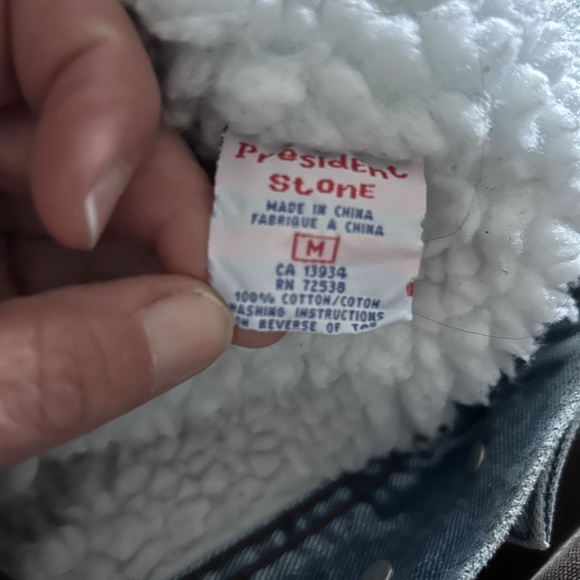 Men's Vintage President Stone Sherpa Lined Jean Jacket - Picture 6 of 6